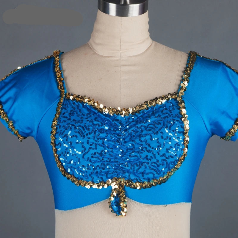 Blue Sequin Ballet Dance Tutu Top And Skirt For Adult/Child,Short Sleeve Ballet Costume Ballerina Girl Dance Clothes Drop Ship