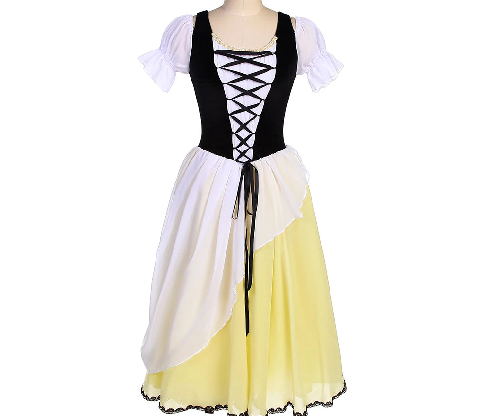 DON QUIXOTE  Puffy Sleeves Red/Yellow Romatic Long Ballet Dress