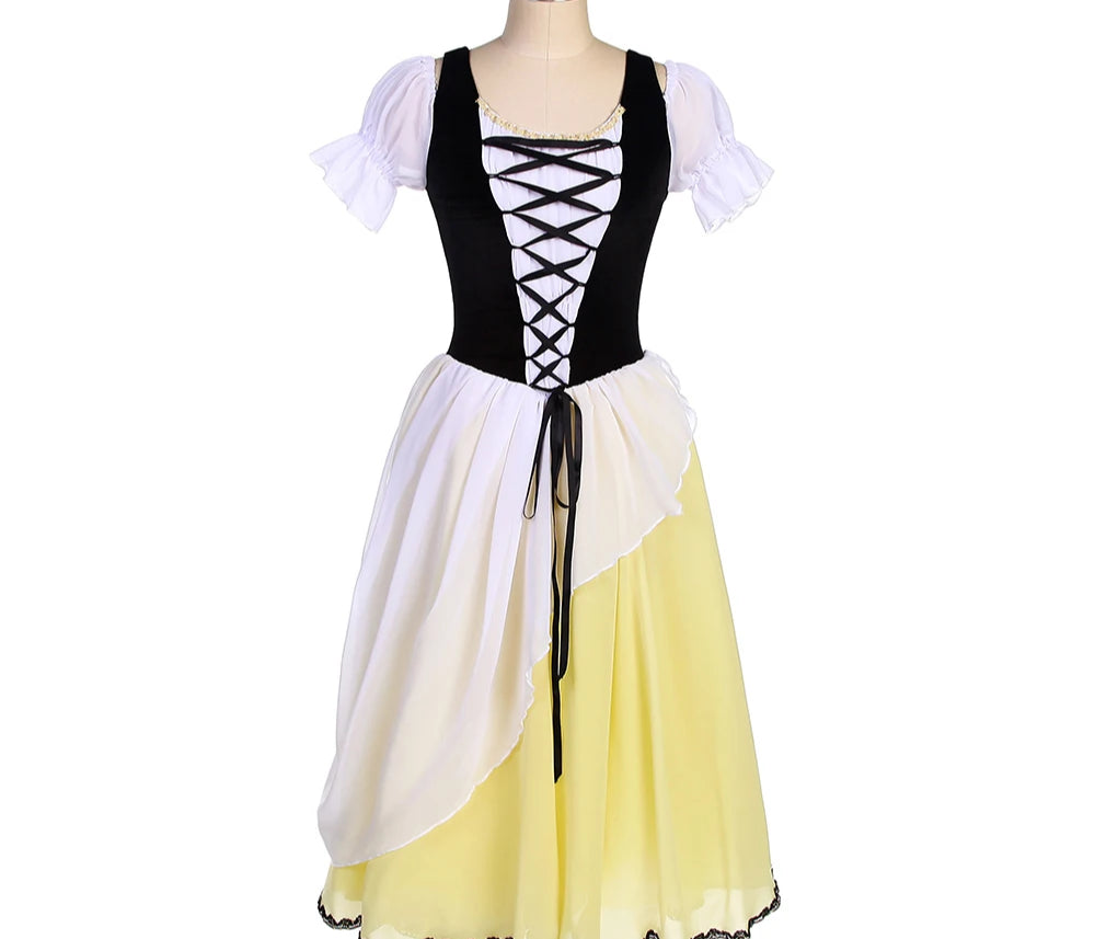 DON QUIXOTE  Puffy Sleeves Red/Yellow Romatic Long Ballet Dress