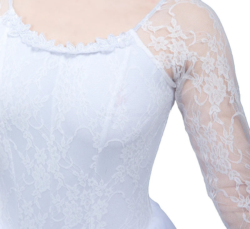 Girl Long Sleeves Lace White Or Black Romantic Ballet Dress,Custom Made Ballerina Balet Dance Costume Retail Wholesale