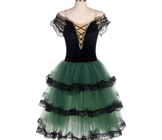 Red Spanish Ballet Dress Off-the-Shoulder For Adult Girls,Long Romantic Ballet Tutus Performance Ballerina Dresses Tutu Costumes