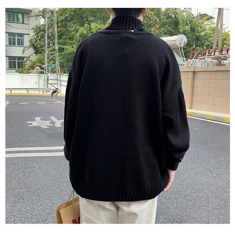 Autumn And Winter Men's High-neck Sweater Slouchy Loose Solid Color Sweater Fashion Brand Comfortable Large Coat