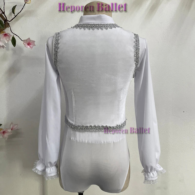 Ballet Gebelia Male Variation Stage Performance Two-piece Performance Costumes,Men Ballet Vest And Leotard Jumpsuit