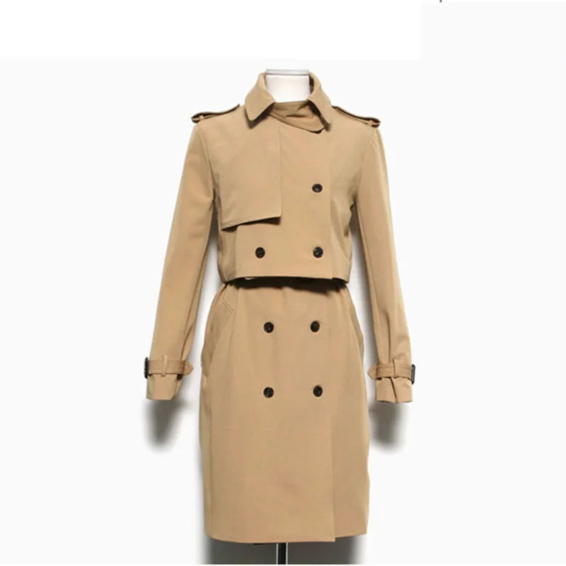 Big Discount Novelty Fashion Women lapel Long Trench Coat  Women With 3ways to wear, Long Sleeve British Style Windbreaker