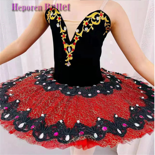 Children's Black Red Ballet Dancing Tutu For Don Quixote Performance,Balet Dress Girls Tutus Stage Skirt Retail Wholesale