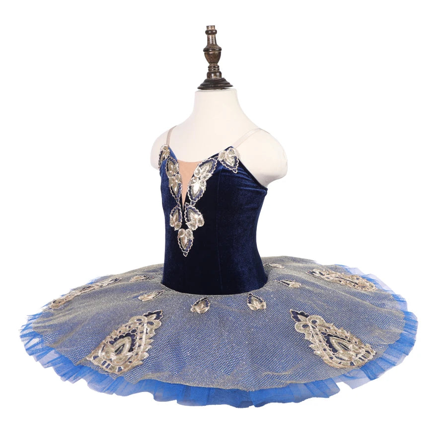 Custom Ballet Royal Blue Flower Stiff Tulle Classical Ballet Tutu Dresses Paquita Grand Pas For Children Or Women