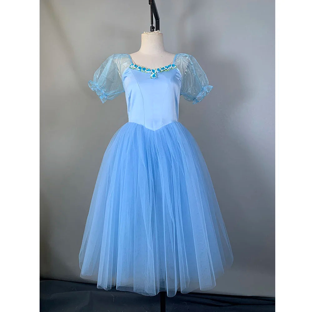 Custom Made Light Blue Long Romantic Ballet Dress,Princess Bailarina Party Dress Ballet Dance Costume