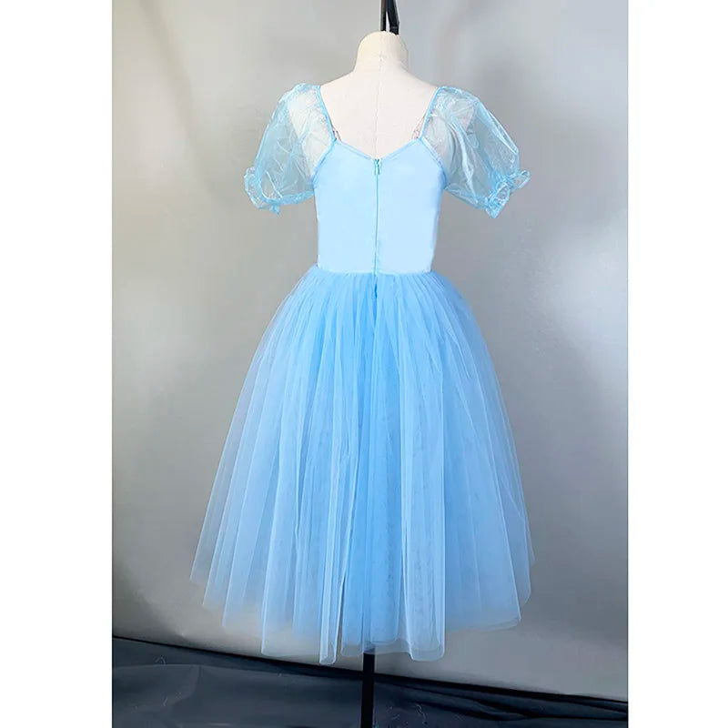Custom Made Light Blue Long Romantic Ballet Dress,Princess Bailarina Party Dress Ballet Dance Costume
