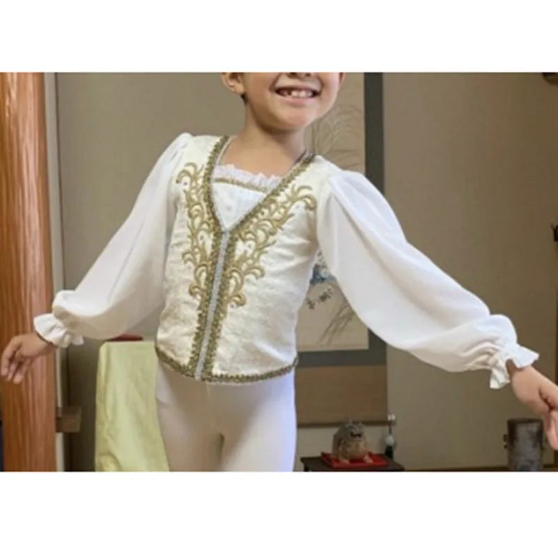 Custom Made Man Ballet Jackets V-neck Prince Men Balet Dance Tops Coat For Performance Costumes Retail Wholesale