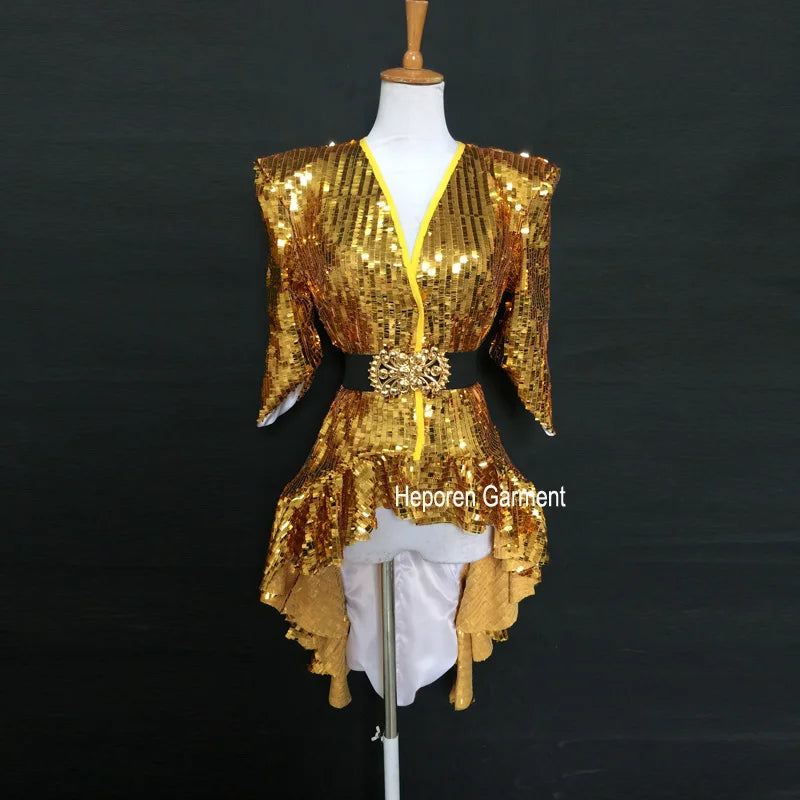Custom Made Women Sexy Shining Top For Stage Dance,Biyonce Style Bling Bling Coat Jacket Glinted Costume