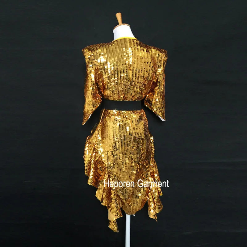 Custom Made Women Sexy Shining Top For Stage Dance,Biyonce Style Bling Bling Coat Jacket Glinted Costume