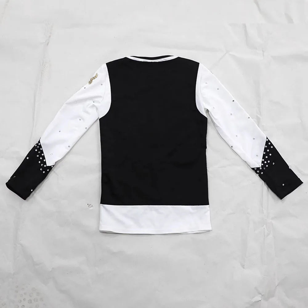 Customized Man'S Figure Skating Suit For Performance, Many Colors Men Top For Skating Stickers With Crystal Diamonds