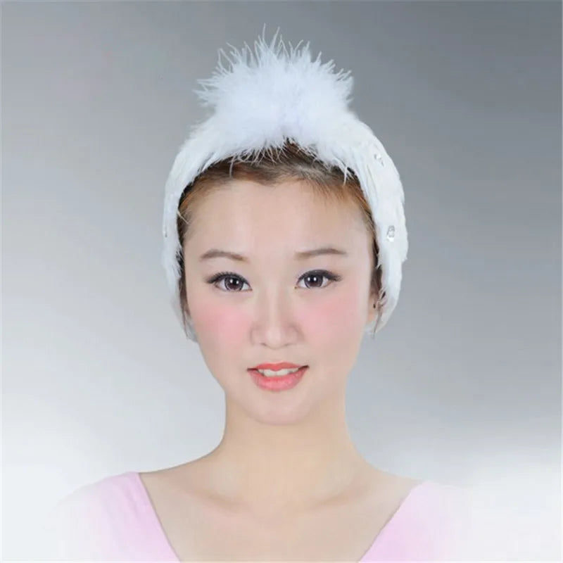 Girl Black Or White Swan Lake Ballet Headpiece Real Feather,Hand Made Nutcracker Ballet Stage Headband For Ballet
