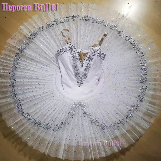 Girl White Ballet Dance Tutu Skirt For Flower Fairy Costume Glitter Decoration Performance