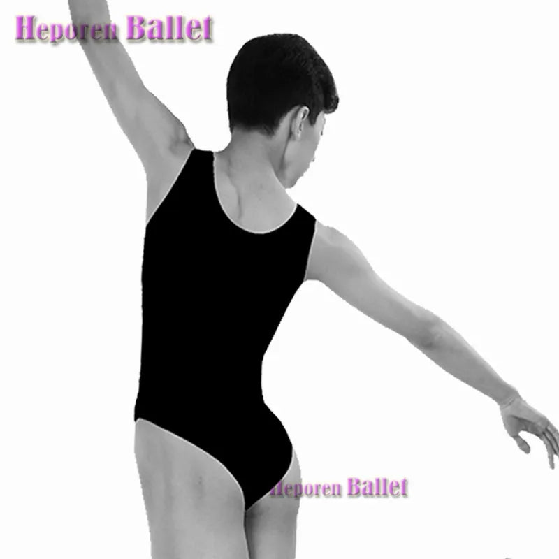 Great Elasticity White Soft Ballet  Jumpsuit For Men Boy, Vest Gymnastics Art Test Training Bodysuit Sports Fitness Clothes