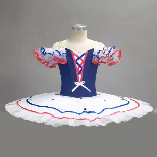 Children's Royal Blue White Giselle Ballet Tutus Performance Costumes, Girl Nutcracker Competition Ballet Dresses Retail