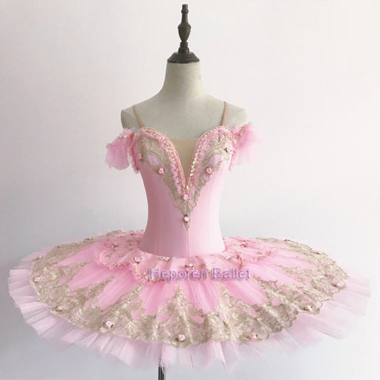Pink Stiff Fairy Tutu Ballet Flower Tutus,Ballet Dress For Competition Classical Pancake Tutu Costumes