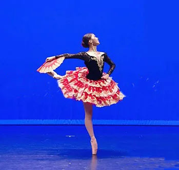 Women Adult Black Red Long Sleeve Ballet Tutu Dress Don Quixote Ballet Tutu Skirt Professional Classical Ballerina Stage Costume