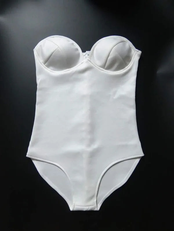 Sexy Club Leotard Jumpsuit Black Corset Tube Body Top Sleeveless DJ Costumes