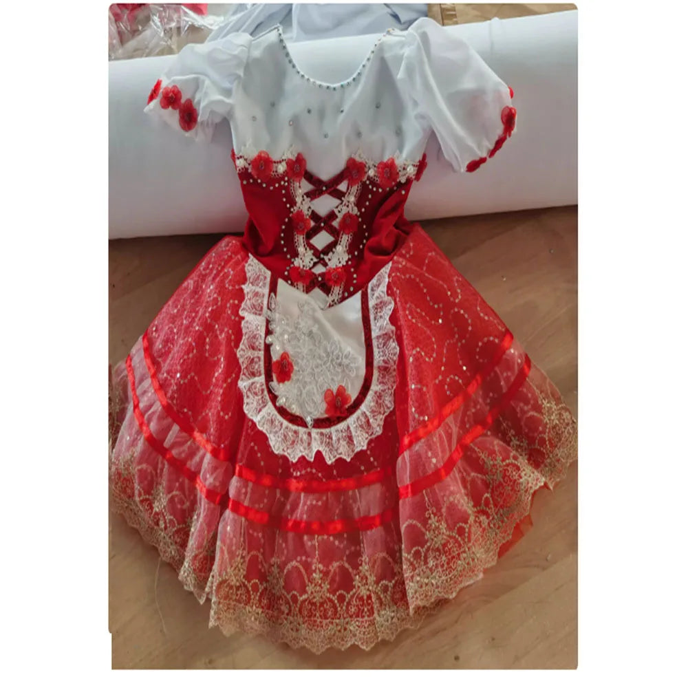 Little Red Riding Hood Ballet Costume With Cape,Chipollino Red Ballet Dress For Stage Performance