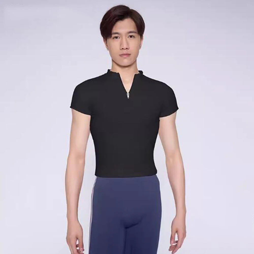 Men's Adult Ballet Dance Training Shirt Ballet Body Suit Basic Practice Tight T-shirt