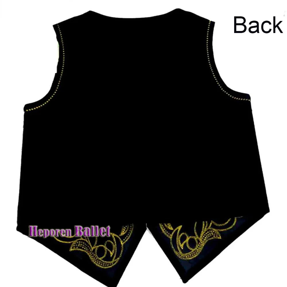 Men's Ballet Dance Vest Black Prince Embroidered Ballet Vest Stage Performance Costume
