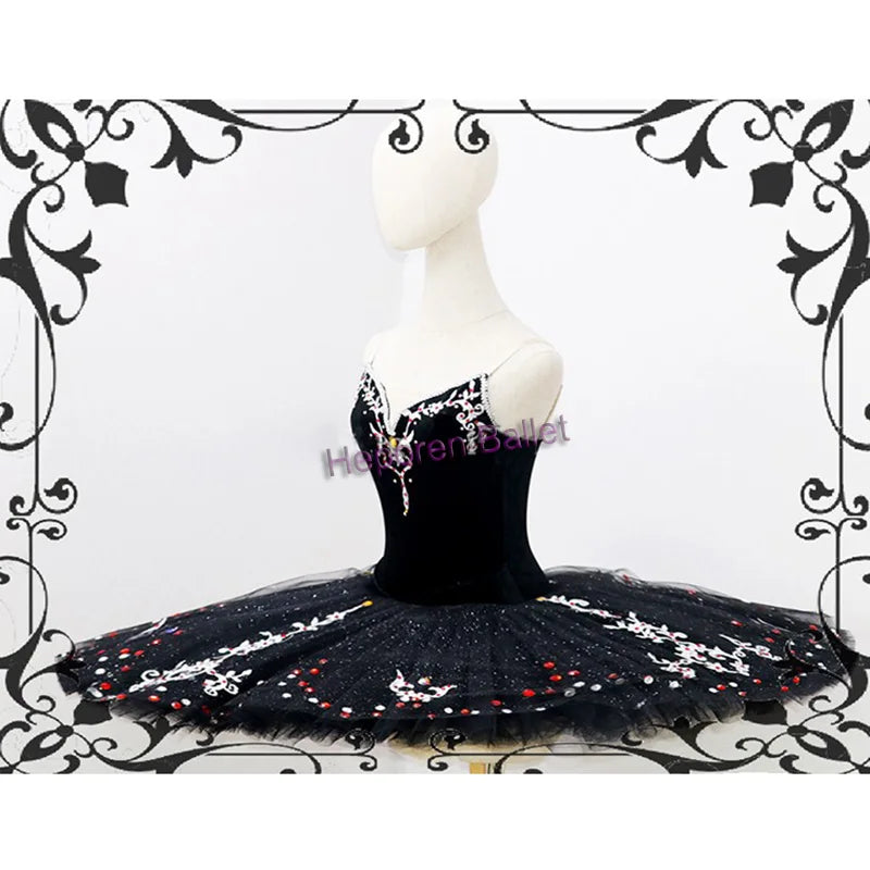 New Swan Lake Black Variation Ballet Tutu For Competition,Ballet Dress With 10 Layers Tutus