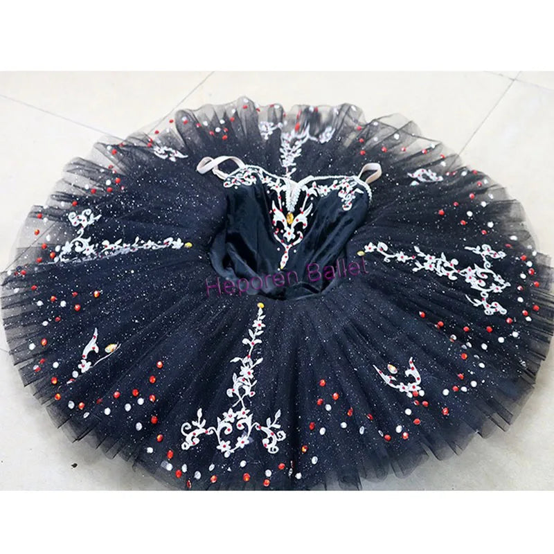 New Swan Lake Black Variation Ballet Tutu For Competition,Ballet Dress With 10 Layers Tutus