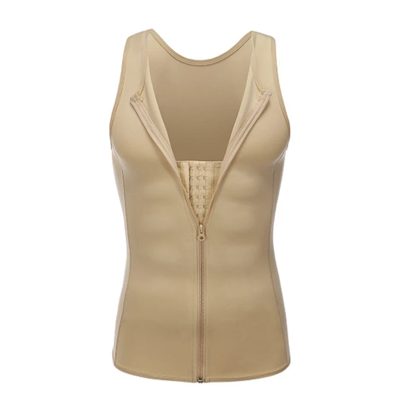 Popular Men's Sports Corset Bodysuits With Hook And Eye + Zipper Double Layer Gym Shapers Vest Top Clothes