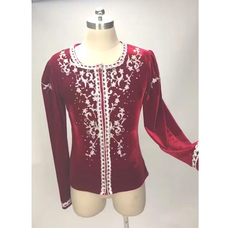 Princes Red Long Sleeve Tunic Ballet Outfit, Professional Man Costumes For Ballet Stage Shows