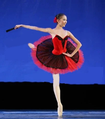 Professional Custom Made Red And Black Ballet Stage Costumes Bodice & Tulle Skirt,  Adult or Children Tutus HB015