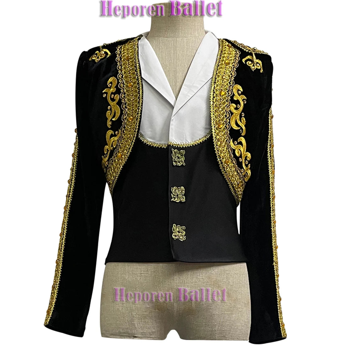 Professional Customized Spain Men's Prince Ballet Top Two-piece Set Of Balet Jackets For Stage Performance Costumes