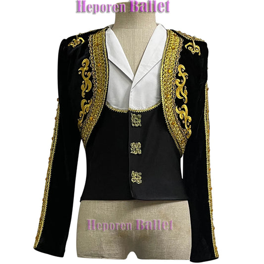 Professional Customized Spain Men's Prince Ballet Top Two-piece Set Of Balet Jackets For Stage Performance Costumes