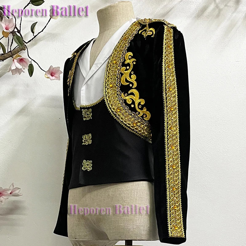 Professional Customized Spain Men's Prince Ballet Top Two-piece Set Of Balet Jackets For Stage Performance Costumes