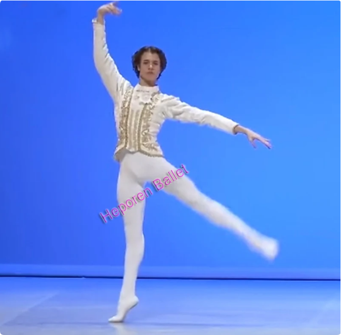Swan Lake Man White and Golden Velvet Ballet Jacket,Fairy Prince Dance Costumes Male Ballet Suit Dance Top Coat Dance Clothes