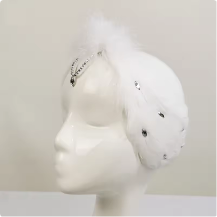 White Swan Lake Ballet Headwear Hair Headpiece Real Feather With Pendant