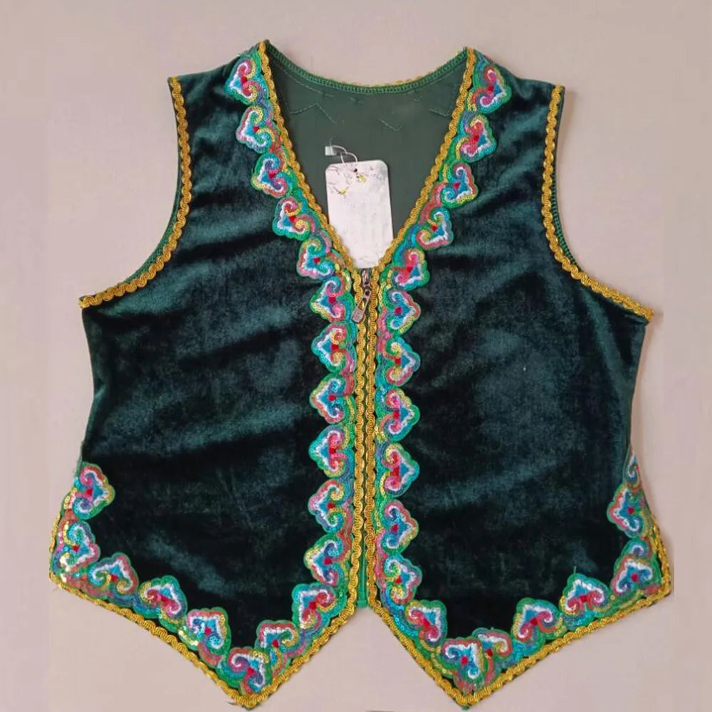 Men's Ballet Dance Vest Green Or Blue Or Red Prince Embroidered Ballet Vest Stage Performance Costume