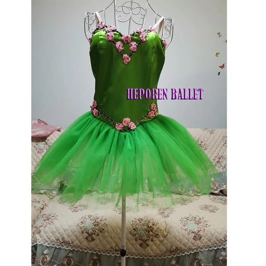 Long Or Short Gauze Green Ballet Skirt With Flowers Many Colors For Adult Or Children
