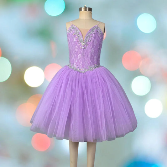 Girls' Violet Ballet Tutu Dress Soft Tulle Puffy Skirt Princess Dance Costume