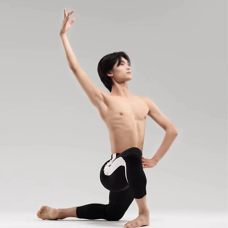 Striped Splicing Ballet Tights For Dance Practice , Bodytraining Pants With Elasticity For Body Shaping