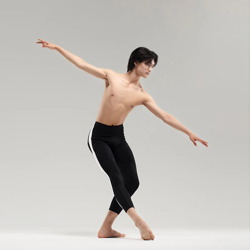 Striped Splicing Ballet Tights For Dance Practice , Bodytraining Pants With Elasticity For Body Shaping