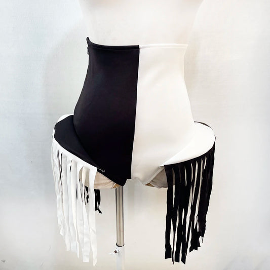 Versatile Black And White High Waisted Shorts, Personalized Mustache Hot Pants, Nightclubs Bars Lead Dancer Costumes