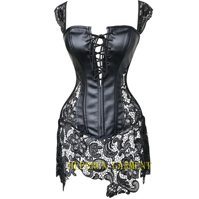 Women PU Sexy Club Jumpsuits Black Lace Corset,B Eyonce Style Bodysuit Faux Leather Hollow Out Sexy Lingerie Corset Straitjacket