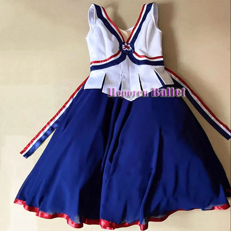 Advanced Custom Paris Flame Variation Ballet Dress Blue White Red Long Gauze Skirt