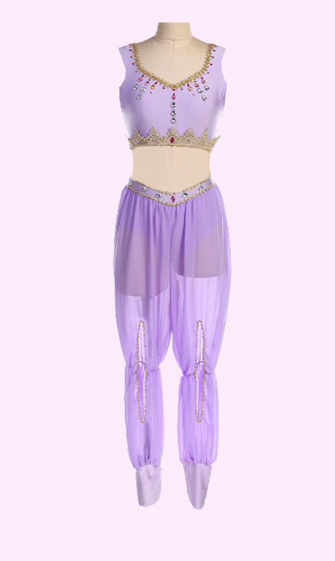 Red Or Purple Or Blue Arabian Ballet Costumes,Short Sleeves Top And Chiffon Pants Latin Arabic Dance Clothes For Performance