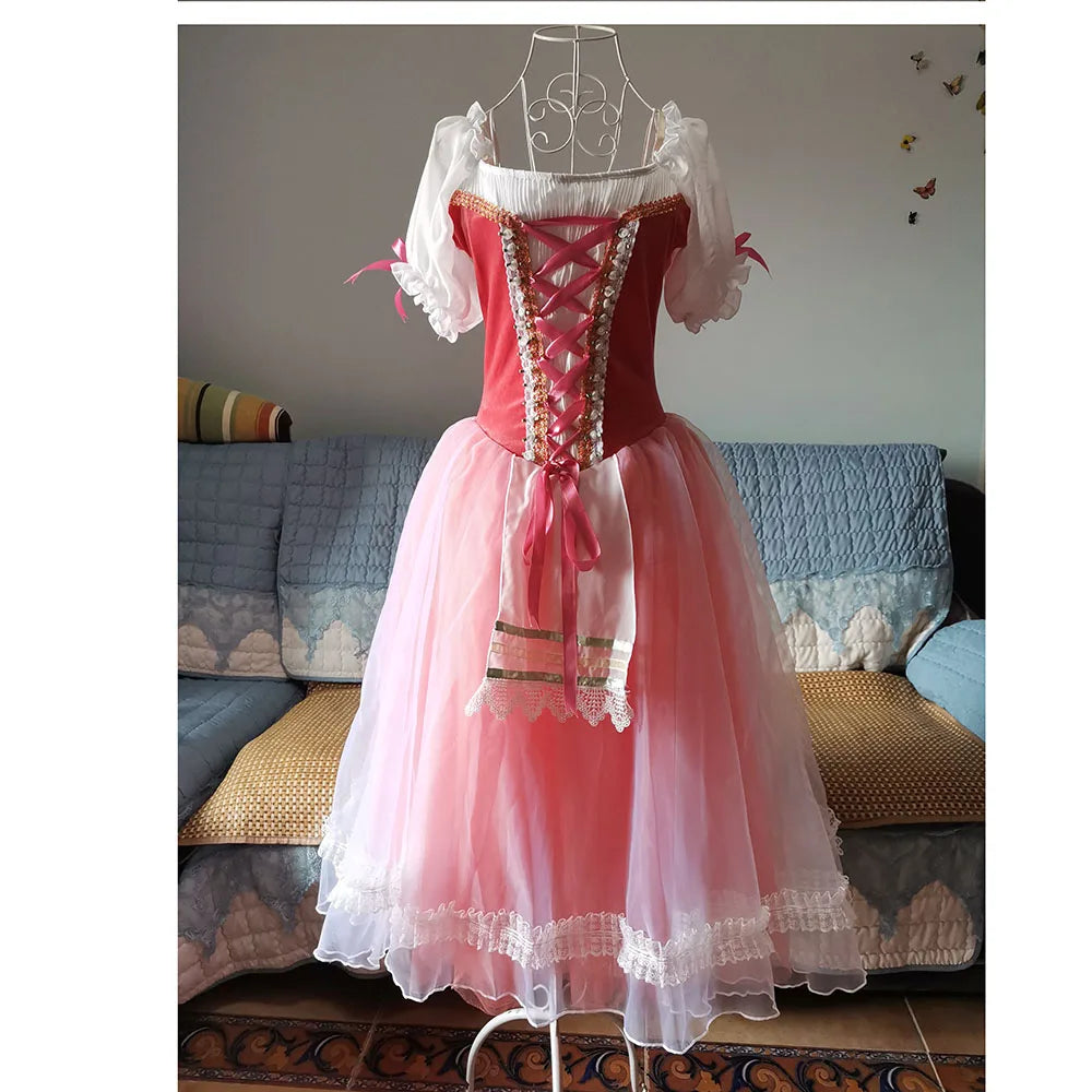 Big Discount Pink Soft Giselle Ballet Long Dresses For Competition,Fairy Ballerina Dress For Girls Balet Costume Drop Shipping