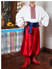 Boy Or Man Russia National Tradional Costumes,Russian Folk Dance Jacket And Pants With Belt Drop Ship