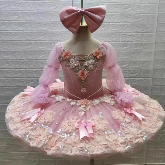 Custom Made Good Quality Girls' Pink Ballet Tutu Doll Fairy Performance Dress 8 Layer Yarn Skirt Retail Wholesale Drop Ship