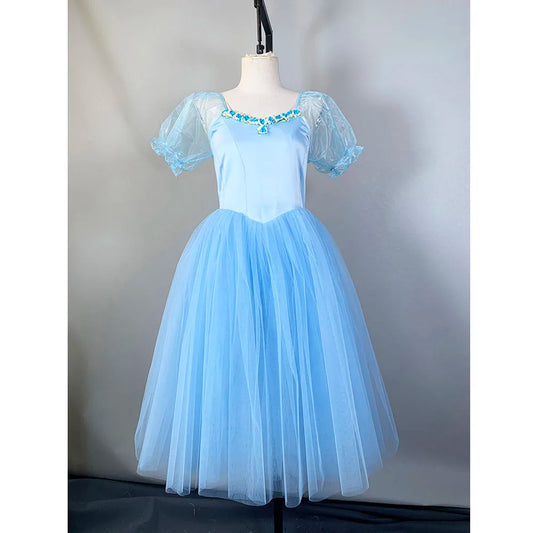 Custom Made Light Blue Long Romantic Ballet Dress,Princess Bailarina Party Dress Ballet Dance Costume