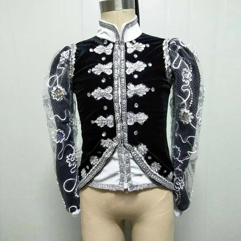 Custom Made Man Prince Purple Ballet Tunic Jacket,Prince Dance Costumes Elegant Ballet Lace Top For Man Or Children Kid